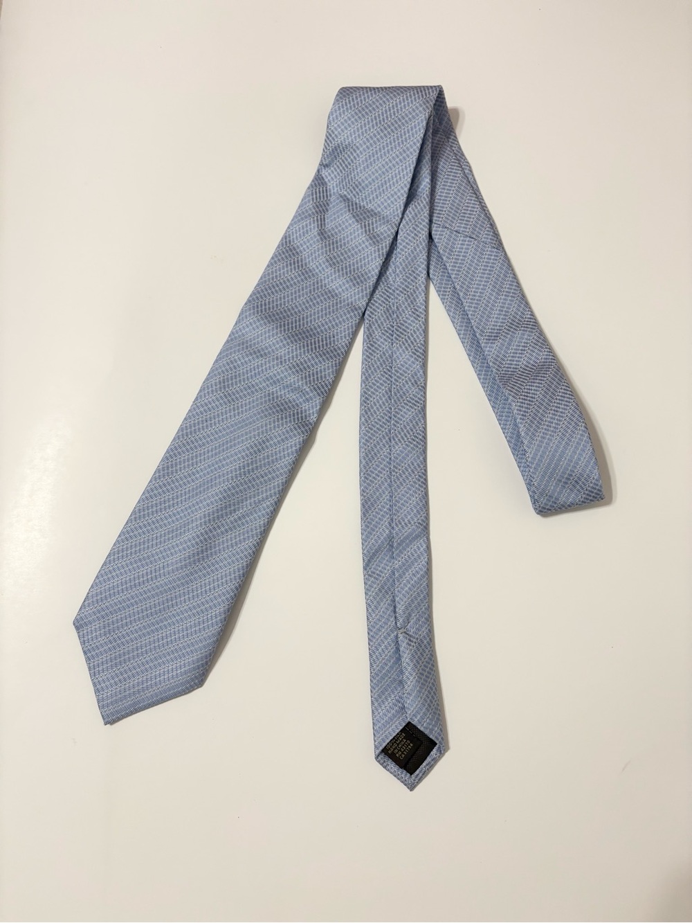 💯 Silk Tie - Tasso Elba Light Blue Herringbone - Picture 1 of 5